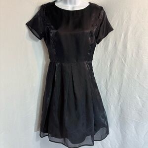 Ivoire de Laurence Paris Black Sheer Overlay Dress Fit Flare S